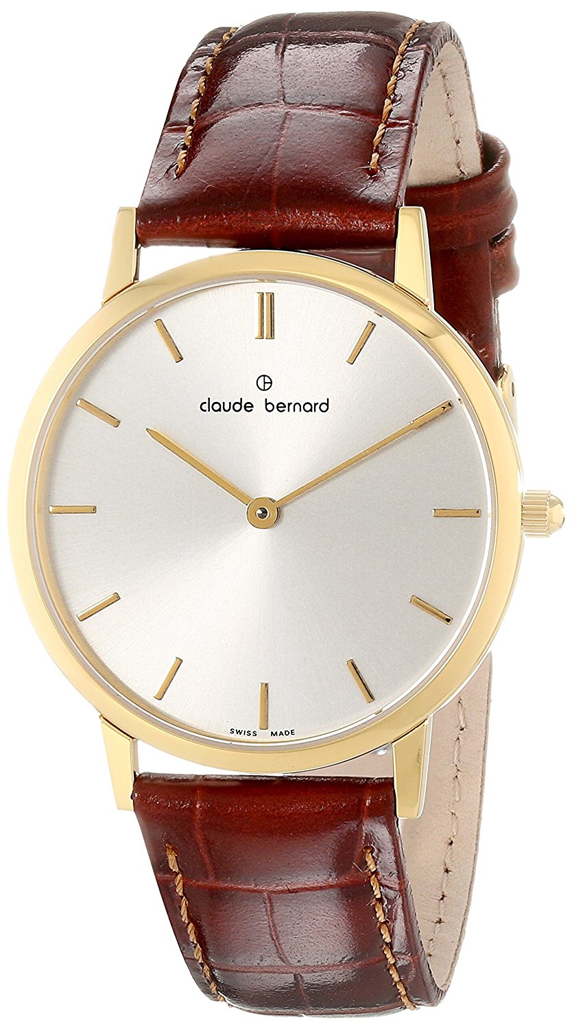 Часы мужские Claude Bernard 20061 37J AID классические, круглые, белые и гарантией 24 месяца