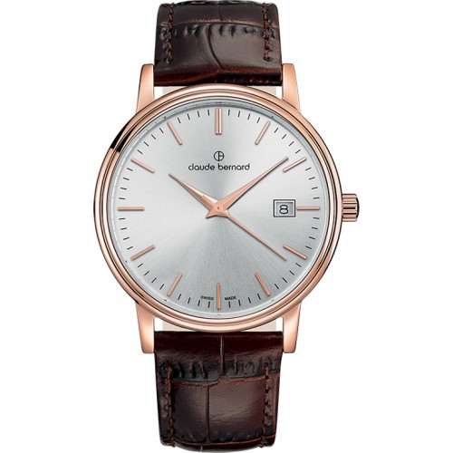 Годинник чоловічий CLAUDE BERNARD 53007 37R AIR класичний, круглий, чорний та гарантією 24 місяці