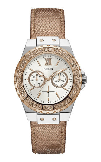 Годинник жіночий GUESS W0023L7 спортивний, круглий, білий з камінням та гарантією 24 місяці