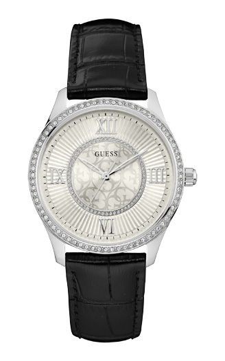 Годинник жіночий GUESS W0768L5 спортивний, круглий, металік з камінням та гарантією 24 місяці