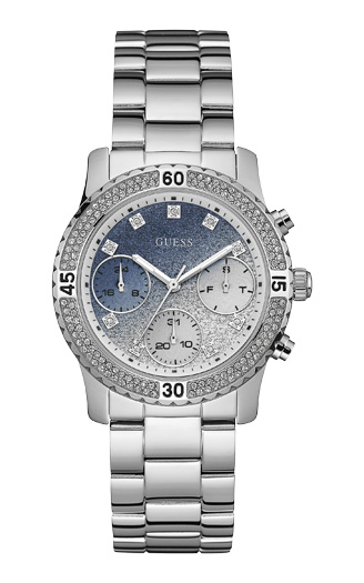 Годинник жіночий GUESS W0774L6 спортивний, круглий, синій з камінням та гарантією 24 місяці