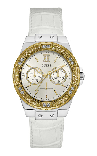 Годинник жіночий GUESS W0775L8 класичний, круглий, металік з камінням та гарантією 24 місяці