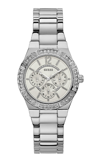 Годинник жіночий GUESS W0845L1 спортивний, круглий, білий з камінням та гарантією 24 місяці