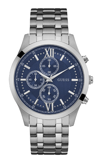 Мужские часы GUESS W0875G1 классические, круглые, синий и гарантией 24 месяца