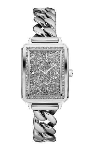 Годинник жіночий GUESS W0896L1 fashion, прямокутний, сірий з камінням та гарантією 24 місяці