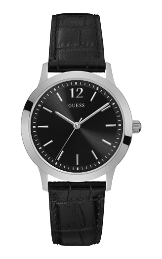 Мужские часы GUESS W0922G1 классические, круглые, черные и гарантией 24 месяца