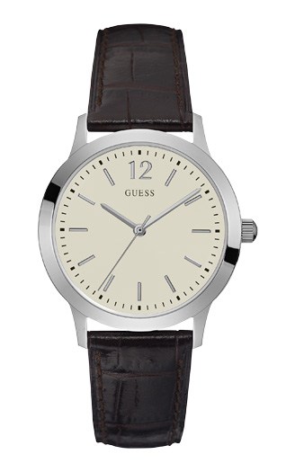 Мужские часы GUESS W0922G2 классические, круглые, белые и гарантией 24 месяца