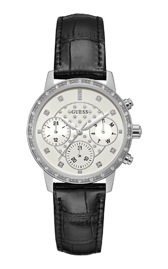 Годинник жіночий GUESS W0957L2 спортивний, круглий, білий з камінням та гарантією 24 місяці
