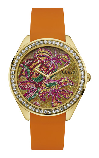 Годинник жіночий GUESS W0960L2 fashion, круглий з камінням та гарантією 24 місяці
