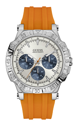 Мужские часы GUESS W0966G1 спортивные, круглые, белые и гарантией 24 месяца