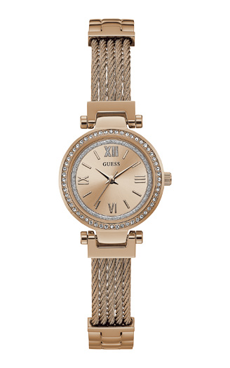 Годинник GUESS W1009L3 fashion, круглые, золото с камнями и гарантией 24 месяца
