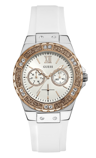 Годинник жіночий GUESS W1053L2 fashion, круглий, металік з камінням та гарантією 24 місяці