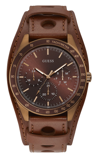 Годинник чоловічий GUESS W1100G3 спортивний, круглий, коричневий та гарантією 24 місяці