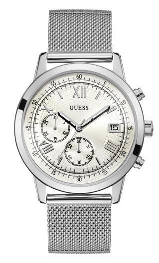 Годинник чоловічий GUESS W1112G1 класичний, круглий, білий та гарантією 24 місяці