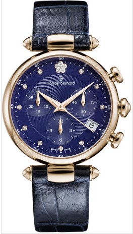 Годинник жіночий CLAUDE BERNARD 10215 37R BUIFR2 класичний, синій та гарантією 24 місяці