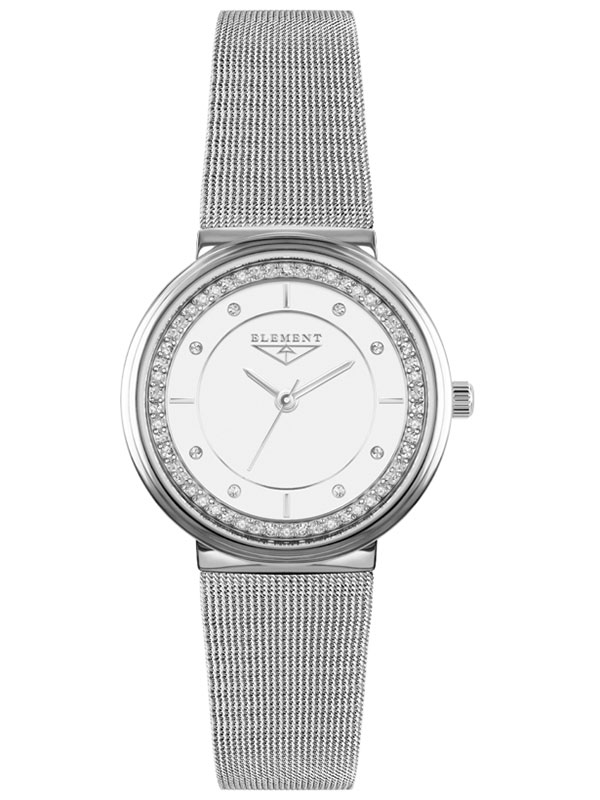 Женские часы 33 Element 331419 классические, белые с камнями и гарантией 33 месяца