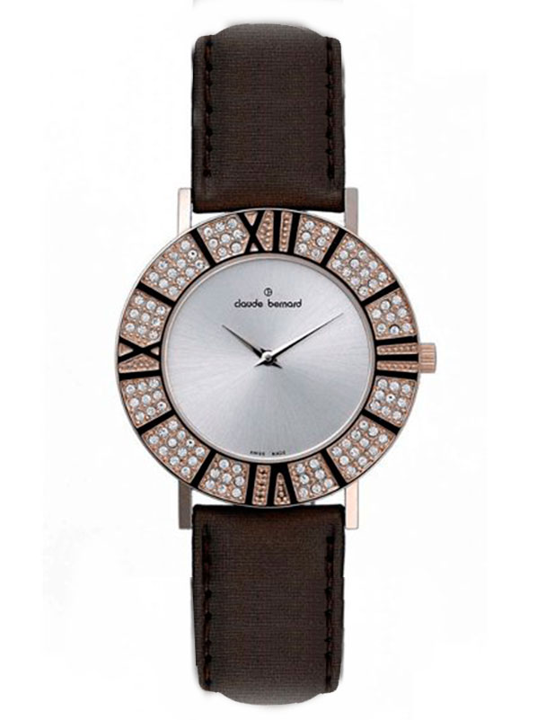 Годинник жіночий Claude Bernard 20072-37RPB NA fashion, круглий, металік з камінням та гарантією 24 місяці