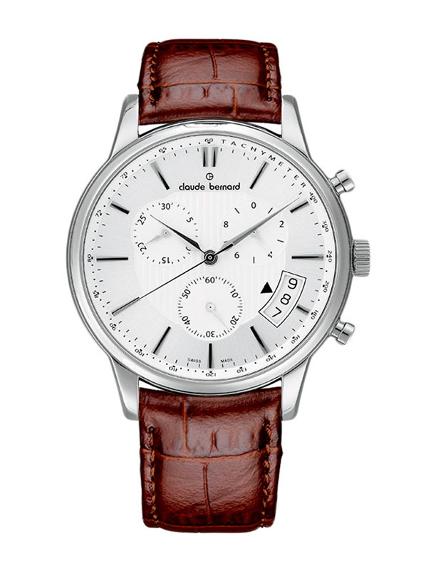 Часы мужские Claude Bernard 01002-3AIN классические, круглые, белые и гарантией 24 месяца