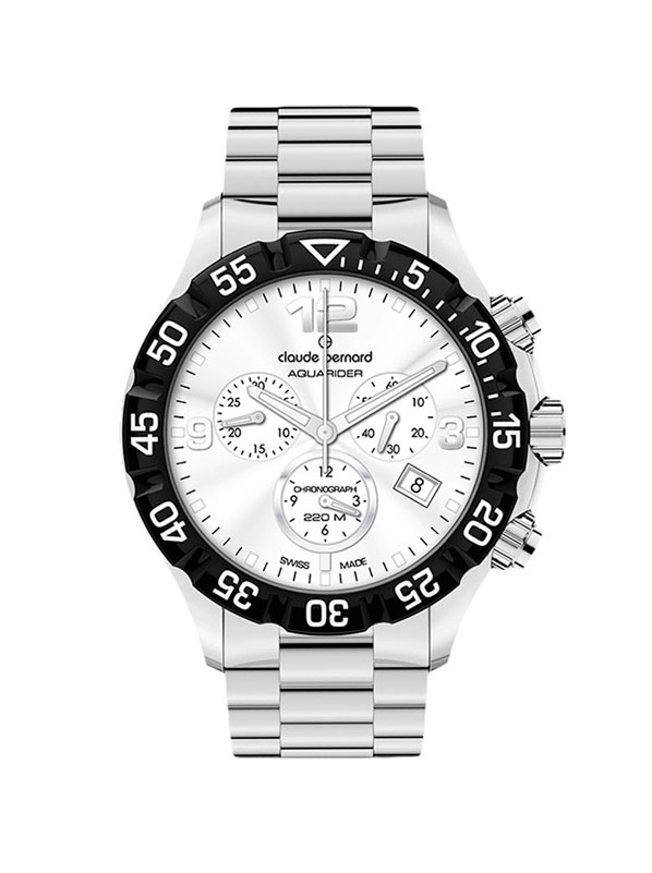 Годинник чоловічий CLAUDE BERNARD 10206 3 AIN спортивний, круглий, білий та гарантією 24 місяці