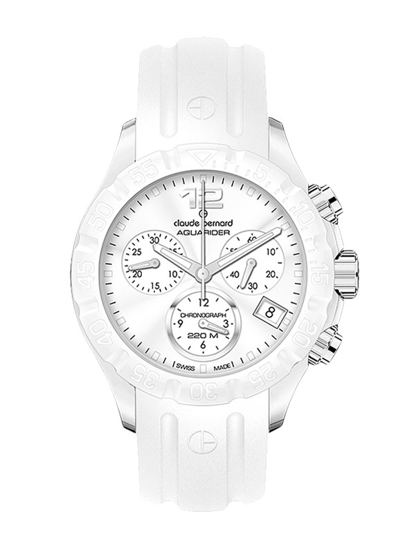 Годинник жіночий CLAUDE BERNARD 10209 3B BIN спортивний, круглий, білий та гарантією 24 місяці