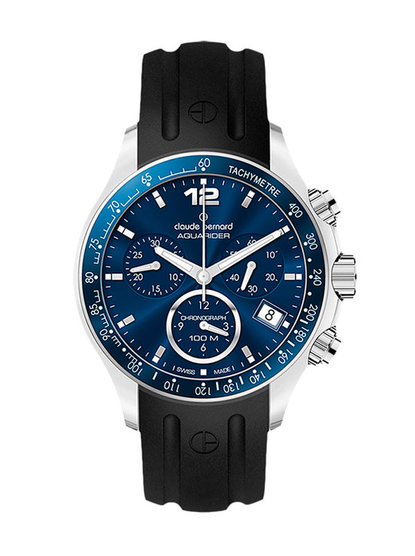 Годинник жіночий CLAUDE BERNARD 10211 3B BUIN спортивний, круглий, синій та гарантією 24 місяці
