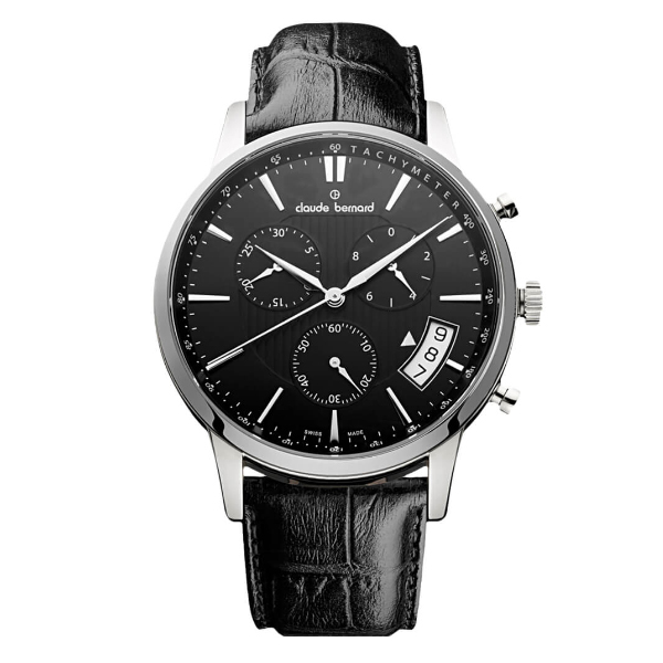 Годинник чоловічий CLAUDE BERNARD 01002 3 NIN класичний, круглий, чорний та гарантією 24 місяці