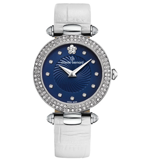 Годинник жіночий CLAUDE BERNARD 20504 3P BUIPN2 із сапфіровим склом. білий Шкіряний ремінець