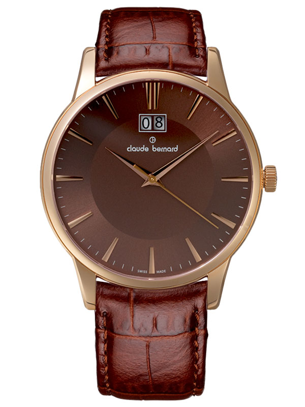 Годинник чоловічий  CLAUDE BERNARD 63003 37R BRIR класичний, круглий, коричневий та гарантією 24 місяці