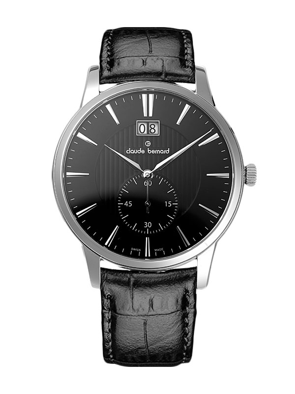Годинник чоловічий CLAUDE BERNARD 64005 3 NIN класичний, круглий, чорний та гарантією 24 місяці
