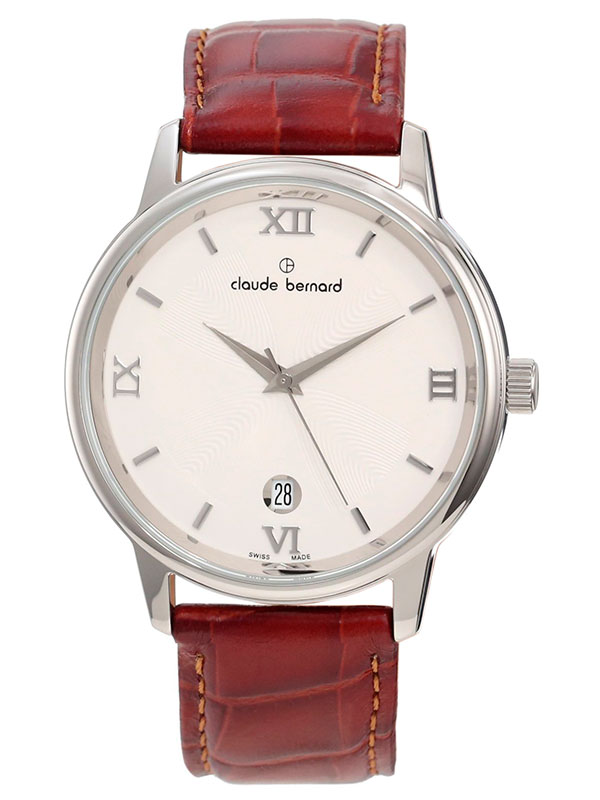 Мужские часы CLAUDE BERNARD 70154 3 AIN классические, круглые, белые и гарантией 24 месяца