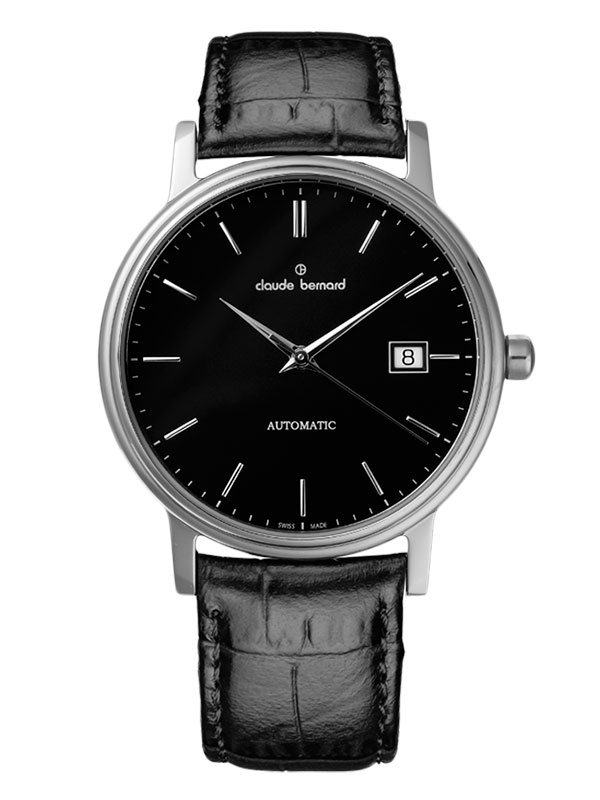 Годинник чоловічий CLAUDE BERNARD 80084 3 NIN класичний, круглий, чорний та гарантією 24 місяці