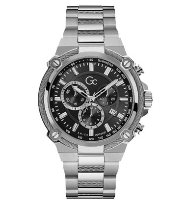 Мужские часы GC Y24003G2 классические, круглые, черные и гарантией 24 месяца