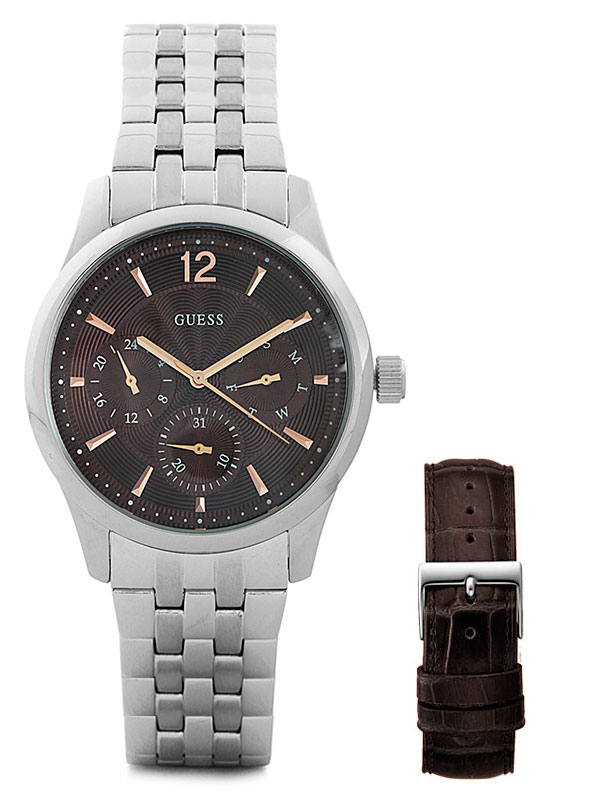 Годинник чоловічий GUESS W0508G1 класичний, круглий, коричневий та гарантією 24 місяці
