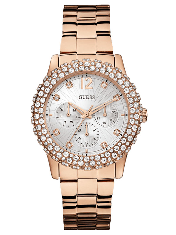 Годинник жіночий GUESS W0335L3  fashion, круглий, перламутр з камінням та гарантією 24 місяці