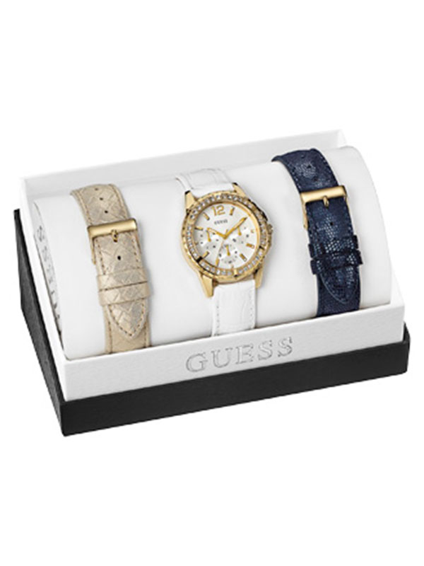 Годинник жіночий GUESS W0656L1 fashion, круглий, білий з камінням та гарантією 24 місяці