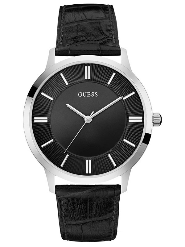 Мужские часы GUESS W0664G1 классические, круглые, черные и гарантией 24 месяца