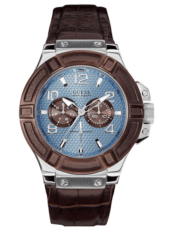 Часы мужские GUESS W0040G10 спортивные, круглые, голубой и гарантией 24 месяца