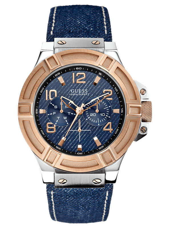 Годинник чоловічий GUESS W0040G6 спортивний, круглий, синій та гарантією 24 місяці
