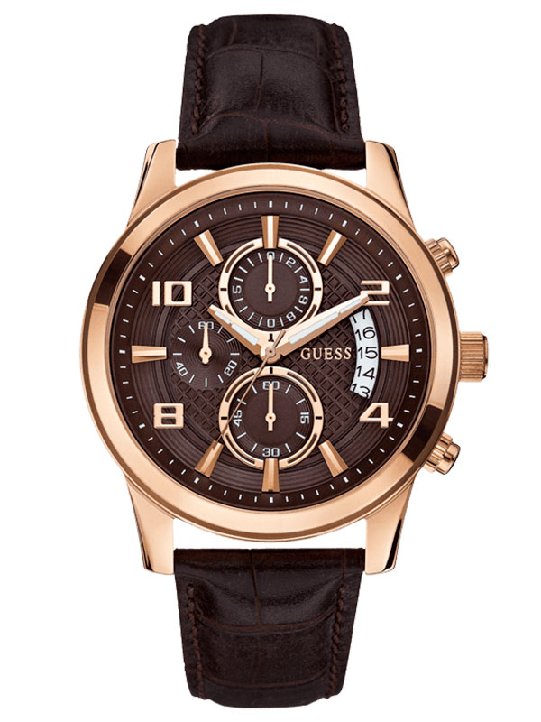 Годинник чоловічий GUESS W0076G4 спортивний, круглий, коричневий та гарантією 24 місяці