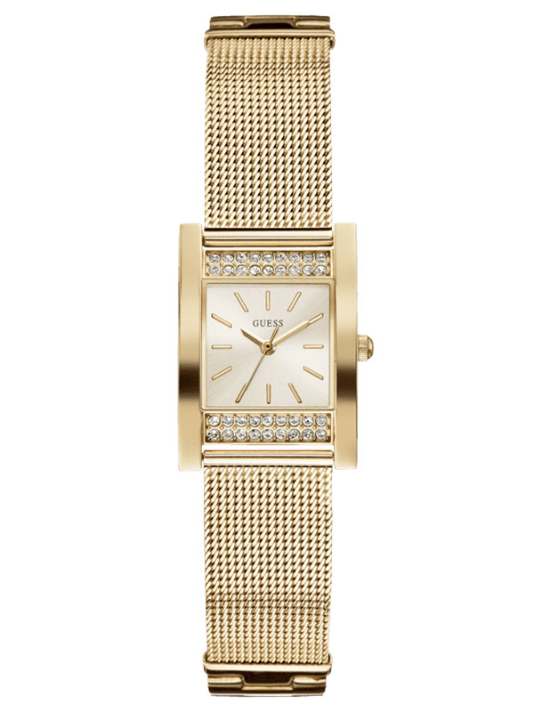 Женские часы GUESS W0127L2  fashion, прямоугольные, золото с камнями и гарантией 24 месяца