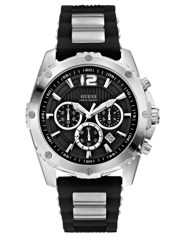 Годинник чоловічий GUESS W0167G1 спортивний, круглий, чорний та гарантією 24 місяці