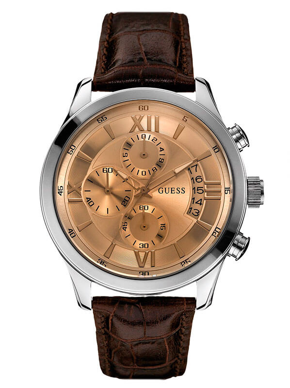 Часы мужские Guess W0192G1 спортивные, круглые, золото и гарантией 24 месяца