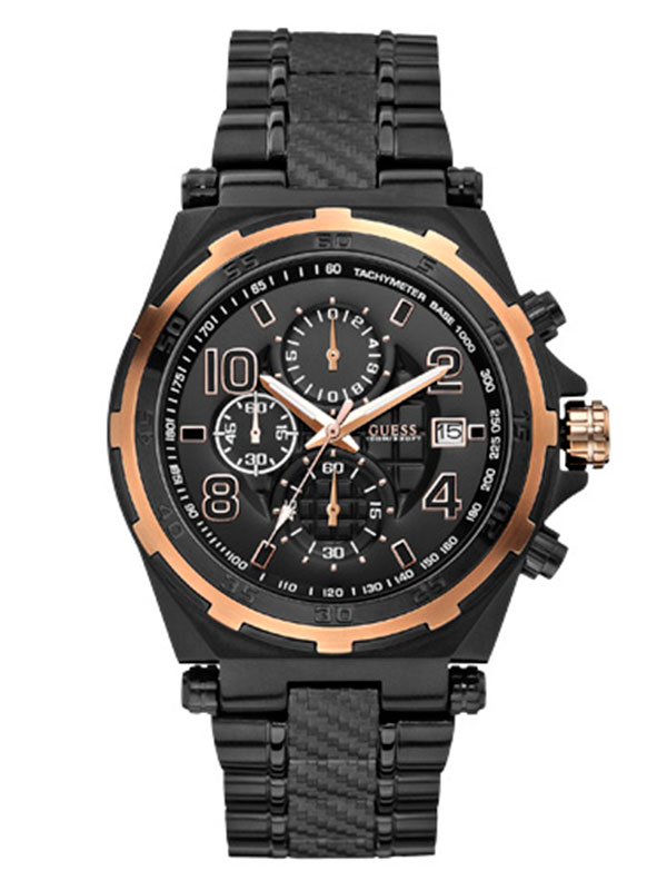 Годинник чоловічий-хронограф GUESS W0243G2 спортивний, круглий, чорний та гарантією 24 місяці