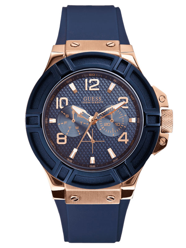 Годинник чоловічий Guess W0247G3 спортивний, круглий, синій та гарантією 24 місяці
