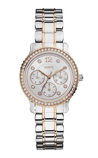 Годинник жіночий GUESS W0305L3 спортивний, круглий, перламутр з камінням та гарантією 24 місяці