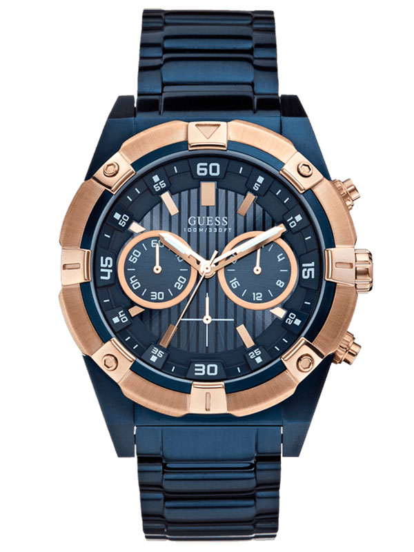 Годинник чоловічий-хронограф GUESS W0377G4 спортивний, круглий, синій та гарантією 24 місяці