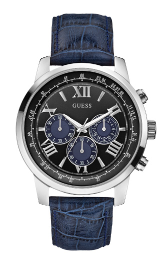 Мужские часы GUESS W0380G3 спортивные, круглые, синий и гарантией 24 месяца