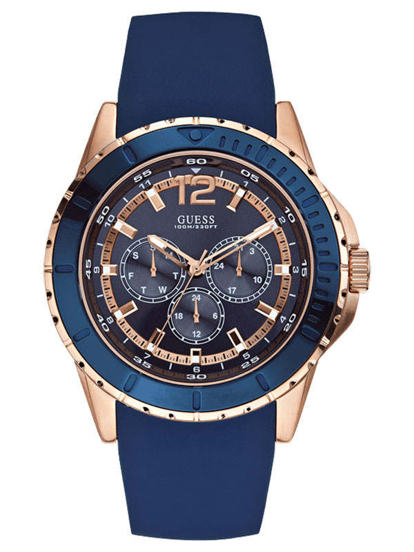 Мужские часы GUESS W0485G1 спортивные, круглые, синий и гарантией 24 месяца