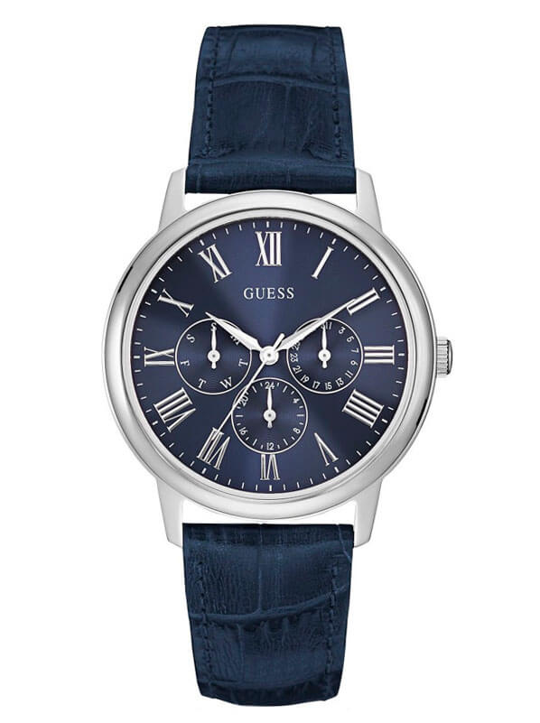 Мужские часы GUESS W0496G3 классические, круглые, синий и гарантией 24 месяца