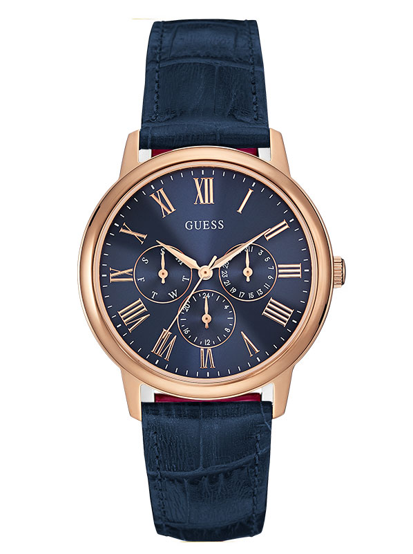 Мужские часы GUESS W0496G4 классические, круглые, синий и гарантией 24 месяца